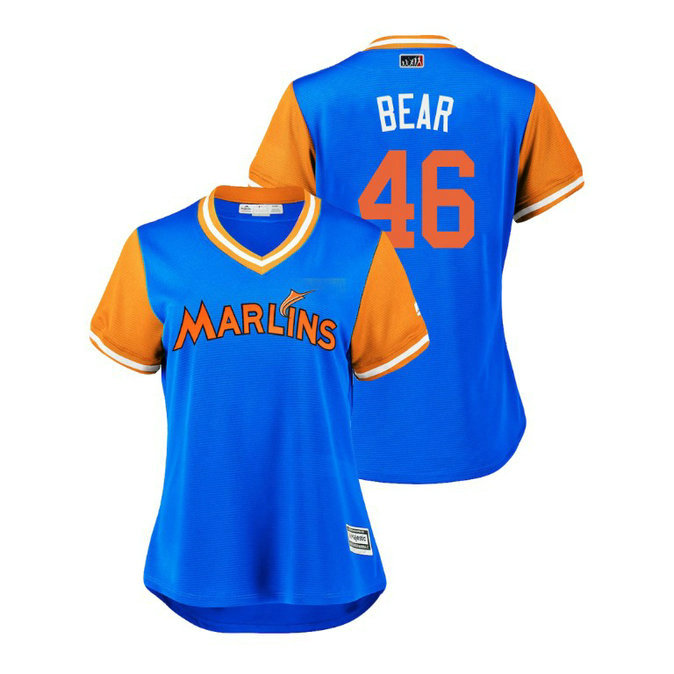Women - Miami Marlins Light Blue #46 Kyle Barraclough Bear Jersey Women - Miami Marlins Light Blue #46 Kyle Barraclough Bear Jersey