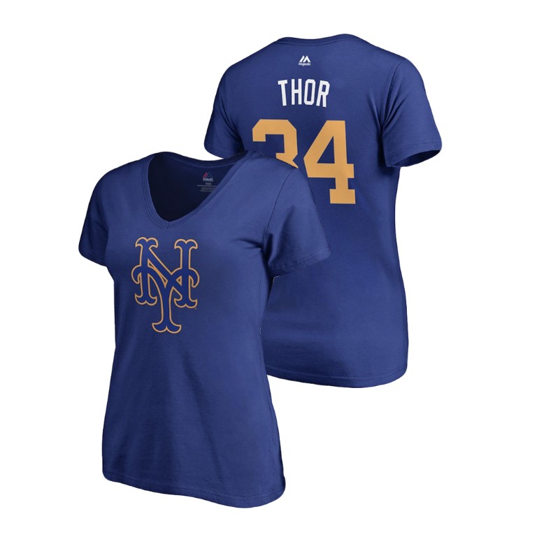 Women - New York Mets Royal #34 Noah Syndergaard Thor T-Shirt Women - New York Mets Royal #34 Noah Syndergaard Thor T-Shirt