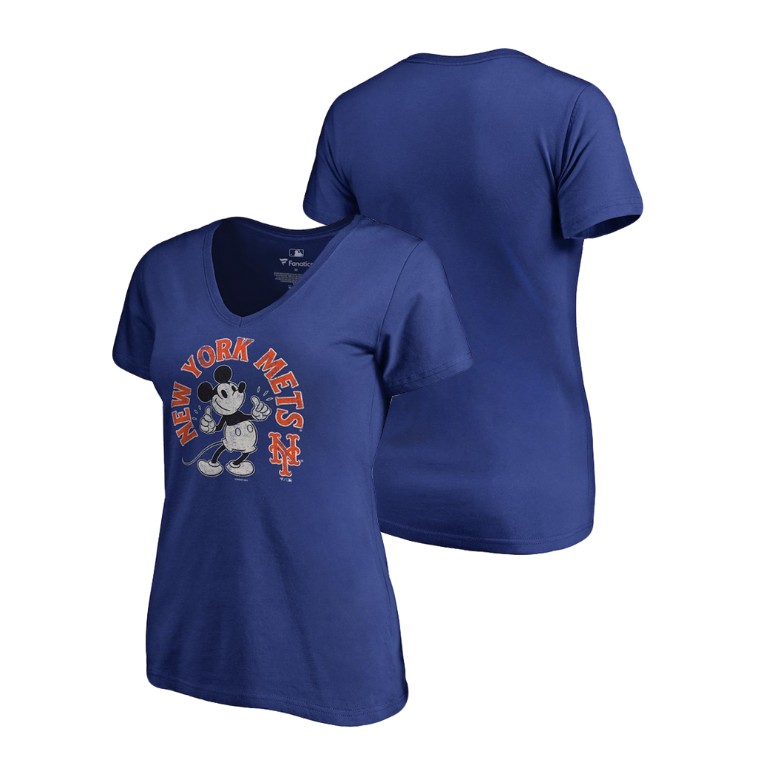 Women - New York Mets V-Neck Royal Disney Mickey's True Original Arch T-Shirt Women - New York Mets V-Neck Royal Disney Mickey's True Original Arch T-Shirt