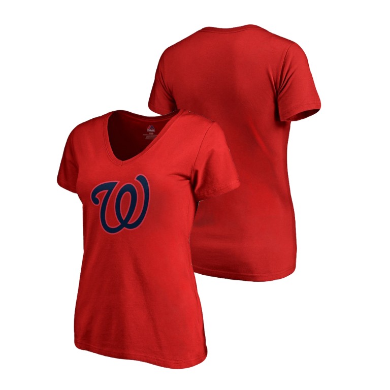 Women - Washington Nationals Red V-Neck T-Shirt