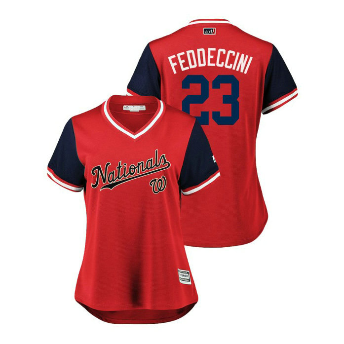 Women - Washington Nationals Red #23 Erick Fedde Feddeccini Jersey Women - Washington Nationals Red #23 Erick Fedde Feddeccini Jersey
