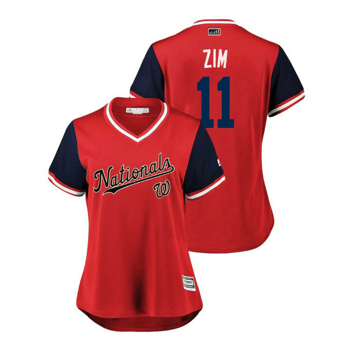 Women - Washington Nationals Red #11 Ryan Zimmerman Zim Jersey