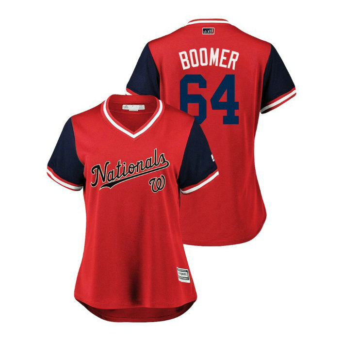 Women - Washington Nationals Red #64 Spencer Kieboom Boomer Jersey Women - Washington Nationals Red #64 Spencer Kieboom Boomer Jersey