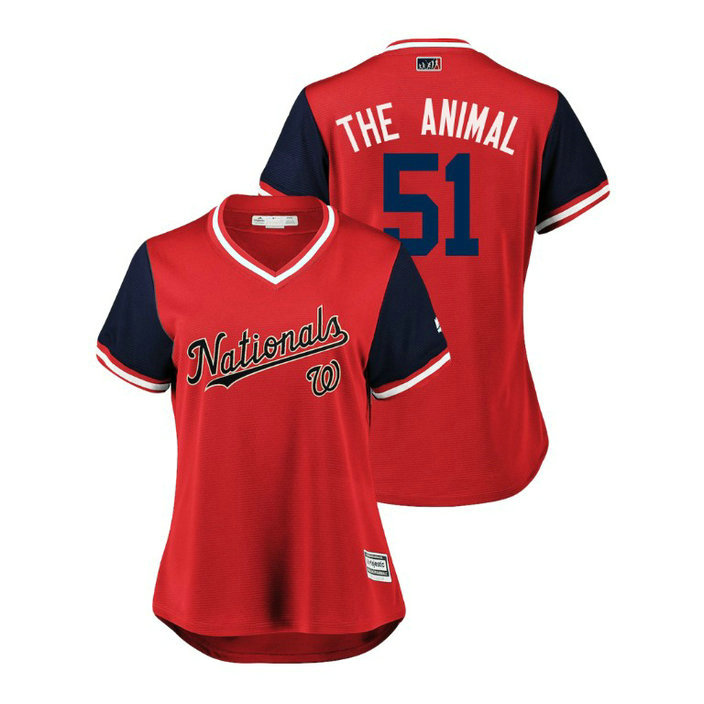 Women - Washington Nationals Red #51 Wander Suero The Animal Jersey Women - Washington Nationals Red #51 Wander Suero The Animal Jersey