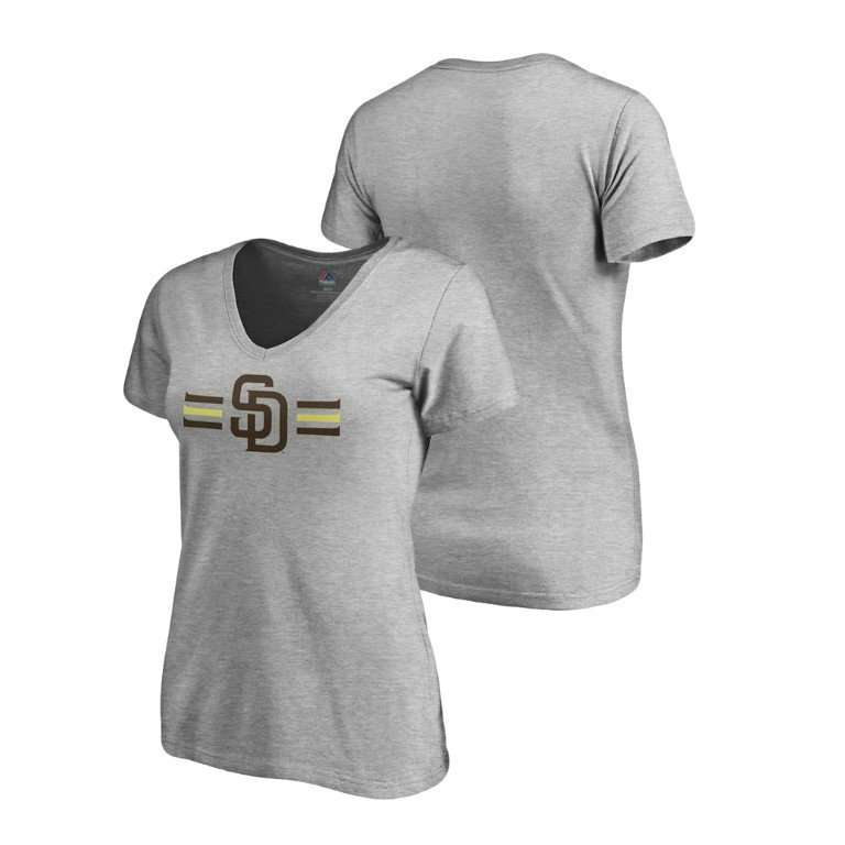 Women - San Diego Padres Heather Gray V-Neck T-Shirt
