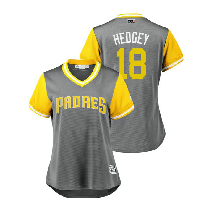 Women - San Diego Padres Gray #18 Austin Hedges Hedgey Jersey Women - San Diego Padres Gray #18 Austin Hedges Hedgey Jersey