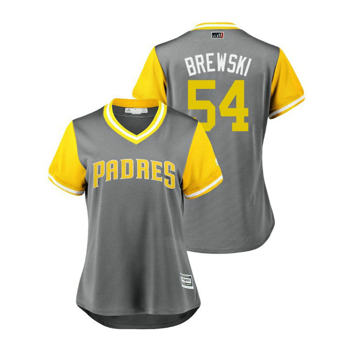Women - San Diego Padres Gray #54 Colten Brewer Brewski Jersey