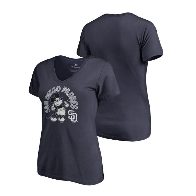 Women - San Diego Padres V-Neck Navy Disney Mickey's True Original Arch T-Shirt Women - San Diego Padres V-Neck Navy Disney Mickey's True Original Arch T-Shirt
