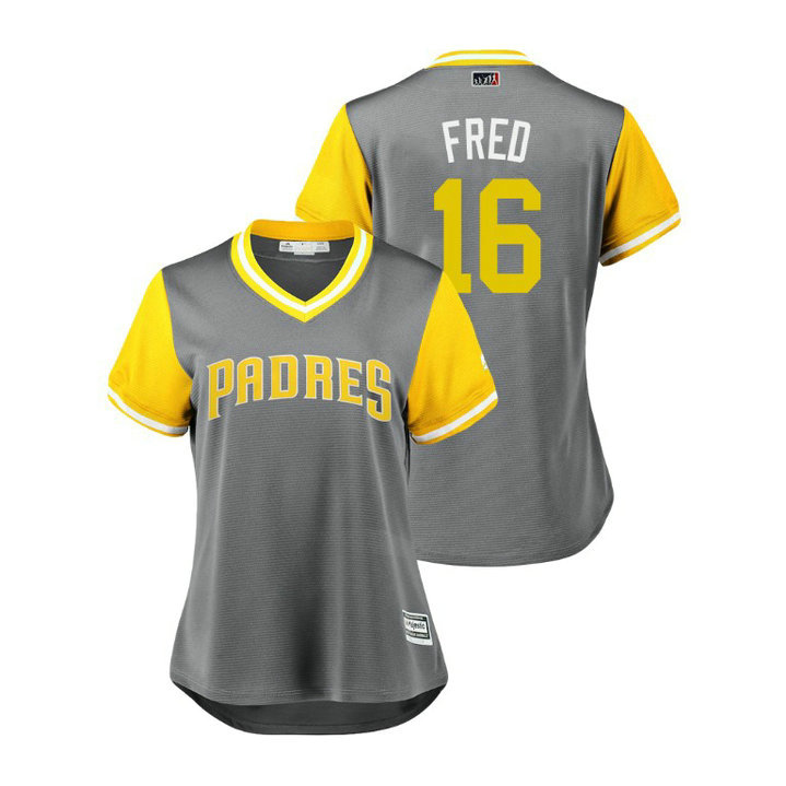 Women - San Diego Padres Gray #16 Travis Jankowski Fred Jersey