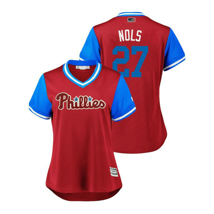 Women - Philadelphia Phillies Scarlet #27 Aaron Nola Nols Jersey
