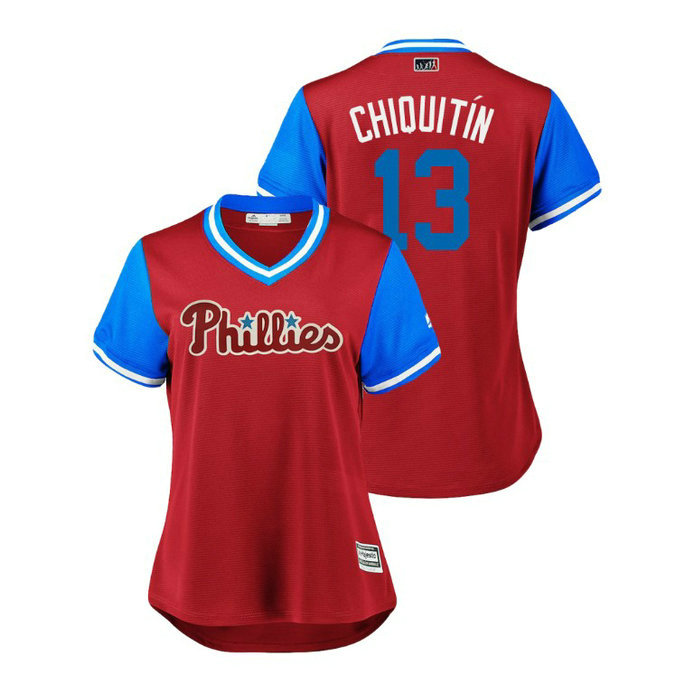 Women - Philadelphia Phillies Scarlet #13 Asdrubal Cabrera Chiquitin Jersey Women - Philadelphia Phillies Scarlet #13 Asdrubal Cabrera Chiquitin Jersey