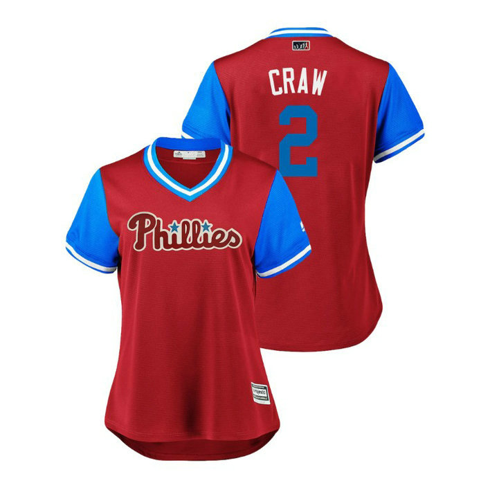 Women - Philadelphia Phillies Scarlet #2 J.P. Crawford Craw Jersey Women - Philadelphia Phillies Scarlet #2 J.P. Crawford Craw Jersey