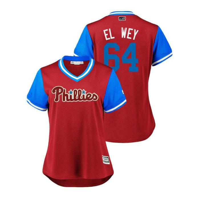 Women - Philadelphia Phillies Scarlet #64 Victor Arano El Wey Jersey Women - Philadelphia Phillies Scarlet #64 Victor Arano El Wey Jersey