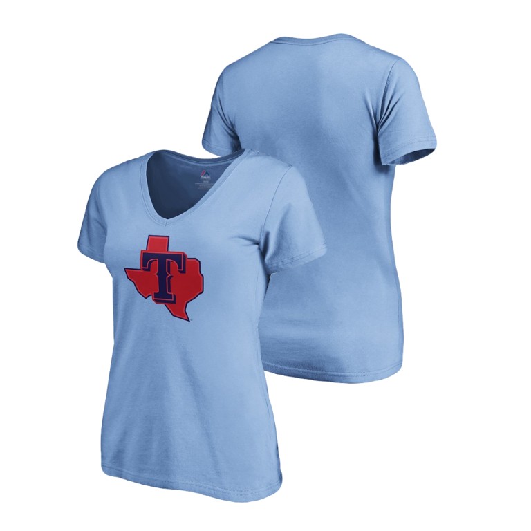 Women - Texas Rangers Light Blue V-Neck T-Shirt Women - Texas Rangers Light Blue V-Neck T-Shirt