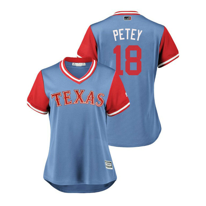Women - Texas Rangers Light Blue #18 Drew Robinson Petey Jersey Women - Texas Rangers Light Blue #18 Drew Robinson Petey Jersey
