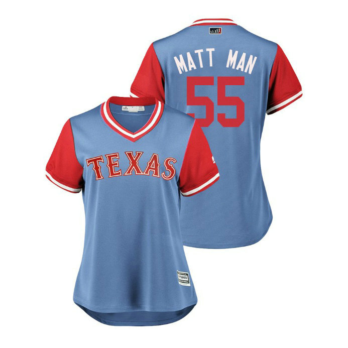 Women - Texas Rangers Light Blue #55 Matt Moore Matt Man Jersey