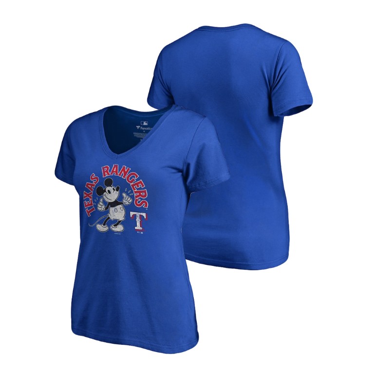 Women - Texas Rangers V-Neck Royal Disney Mickey's True Original Arch T-Shirt Women - Texas Rangers V-Neck Royal Disney Mickey's True Original Arch T-Shirt