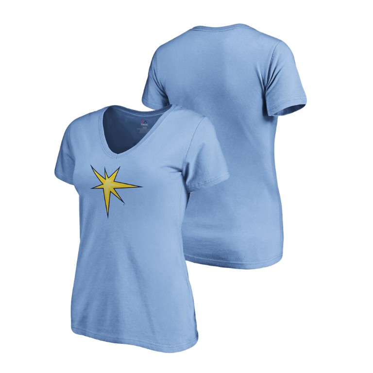Women - Tampa Bay Rays Light Blue V-Neck T-Shirt Women - Tampa Bay Rays Light Blue V-Neck T-Shirt