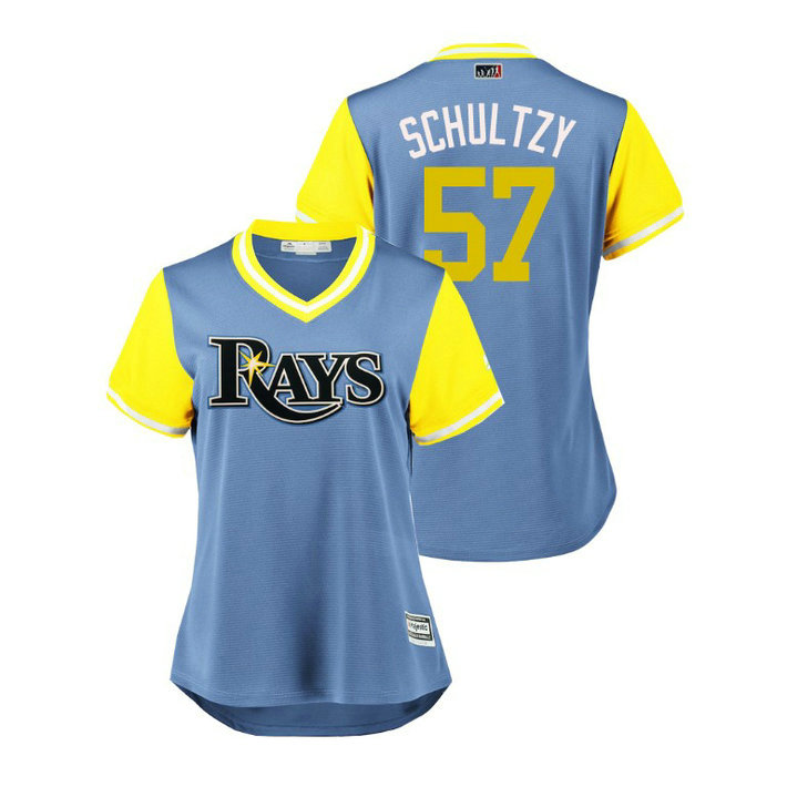 Women - Tampa Bay Rays Light Blue #57 Jaime Schultz Schultzy Jersey Women - Tampa Bay Rays Light Blue #57 Jaime Schultz Schultzy Jersey
