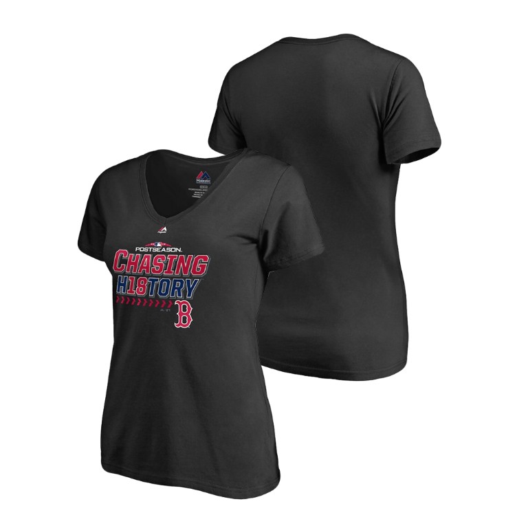 Women - Boston Red Sox Clincher Locker Room Black 2018 Division Series V-Neck T-Shirt Women - Boston Red Sox Clincher Locker Room Black 2018 Division Series V-Neck T-Shirt
