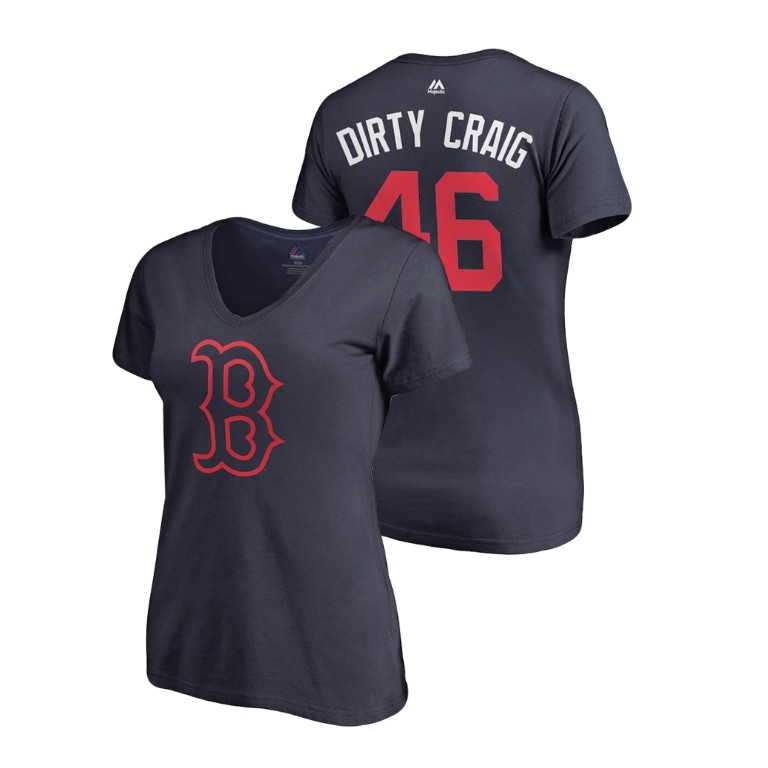 Women - Boston Red Sox Navy #46 Craig Kimbrel Dirty Craig T-Shirt
