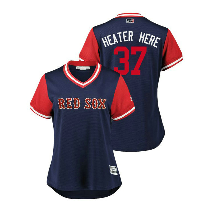 Women - Boston Red Sox Navy #37 Heath Hembree Heater Here Jersey
