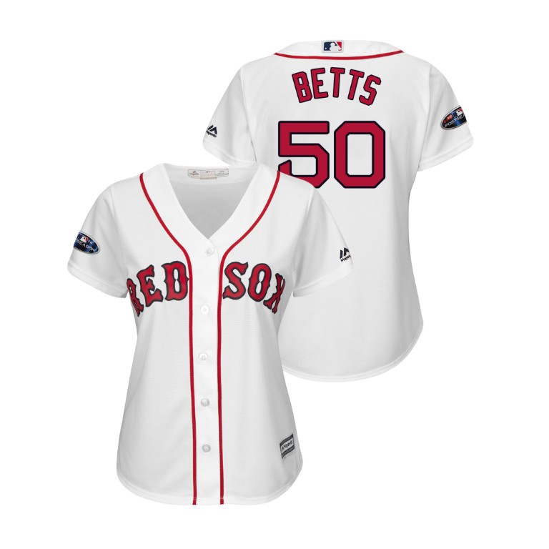 Women - Boston Red Sox White #50 Mookie Betts Cool Base Jersey