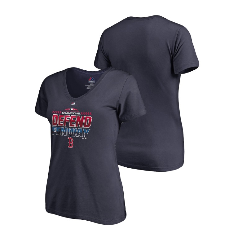 Women - Boston Red Sox Locker Room Defend Navy 2018 AL East Division Champions V-Neck T-Shirt Women - Boston Red Sox Locker Room Defend Navy 2018 AL East Division Champions V-Neck T-Shirt