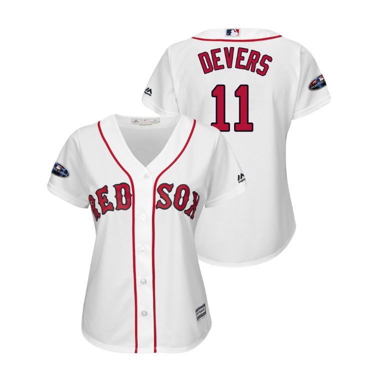 Women - Boston Red Sox White #11 Rafael Devers Cool Base Jersey