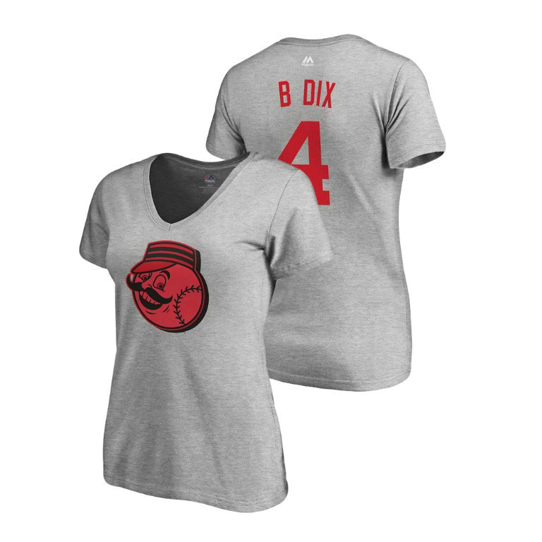 Women - Cincinnati Reds Heather Gray #4 Brandon Dixon B Dix T-Shirt