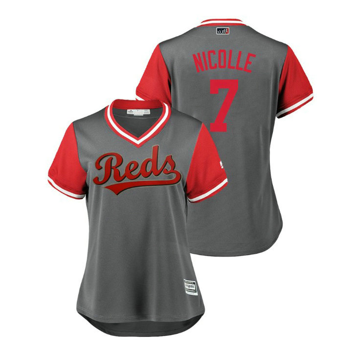 Women - Cincinnati Reds Gray #7 Eugenio Suarez Nicolle Jersey