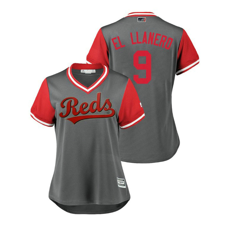 Women - Cincinnati Reds Gray #9 Jose Peraza El Llanero Jersey