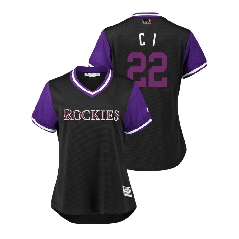 Women - Colorado Rockies Black #22 Chris Iannetta C I Jersey