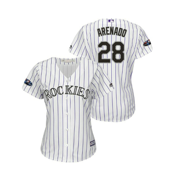 Women - Colorado Rockies White #28 Nolan Arenado Cool Base Jersey Women - Colorado Rockies White #28 Nolan Arenado Cool Base Jersey