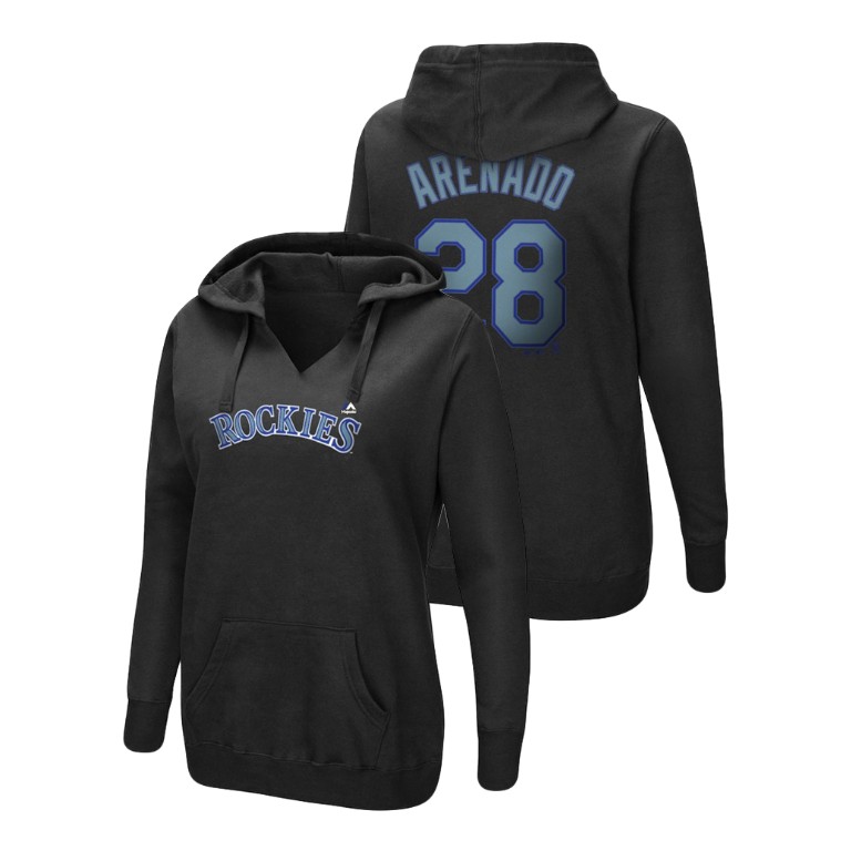 Women - Colorado Rockies #28 Black Nolan Arenado Name & Number Authentic Majestic Hoodie Women - Colorado Rockies #28 Black Nolan Arenado Name & Number Authentic Majestic Hoodie