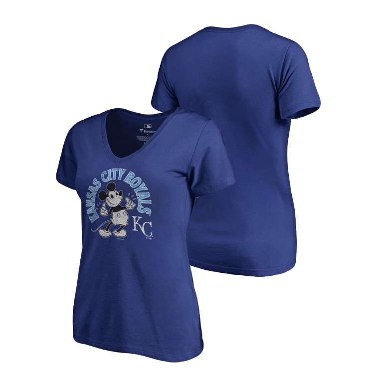 Women - Kansas City Royals V-Neck Royal Disney Mickey's True Original Arch T-Shirt