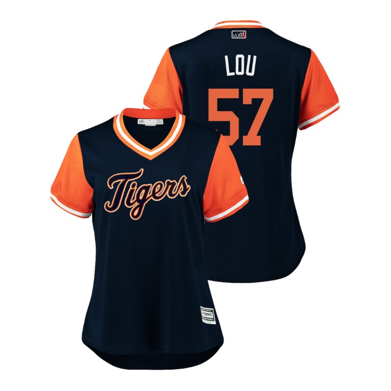 Women - Detroit Tigers Navy #57 Artie Lewicki Lou Jersey Women - Detroit Tigers Navy #57 Artie Lewicki Lou Jersey