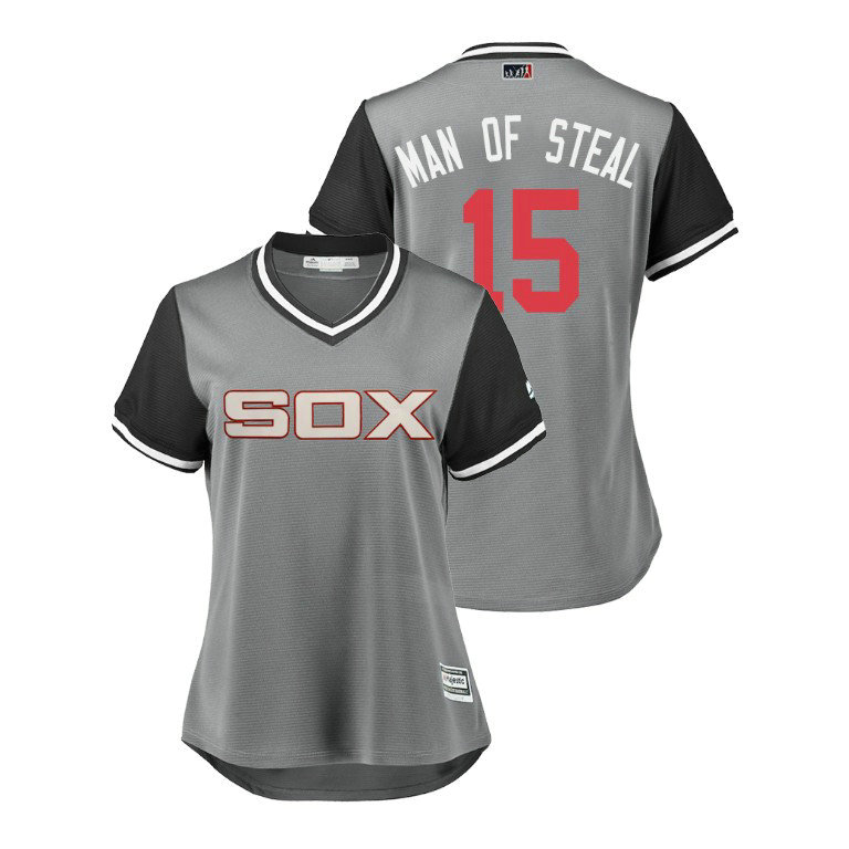 Women - Chicago White Sox Gray #15 Adam Engel Man Of Steal Jersey