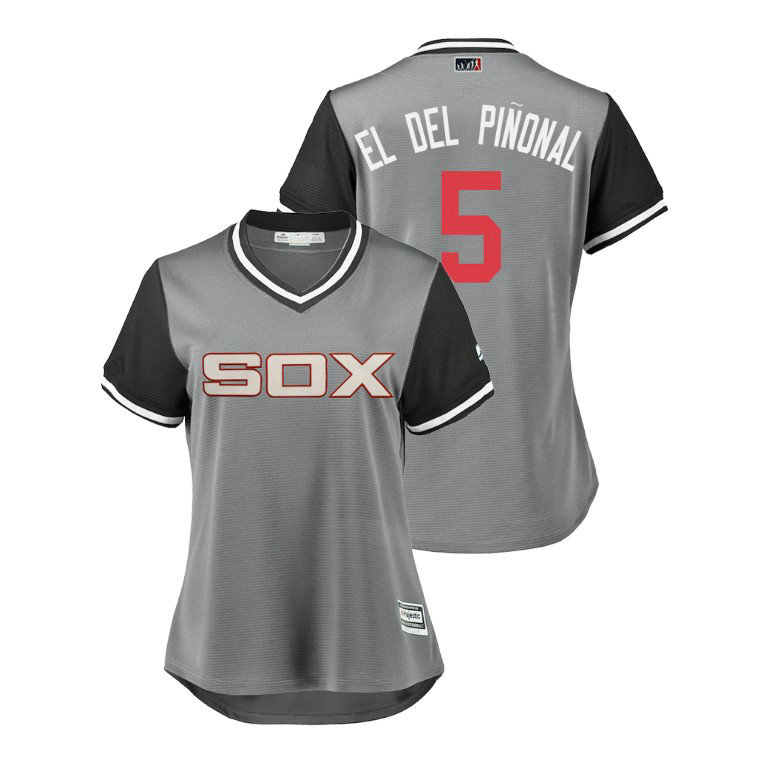 Women - Chicago White Sox Gray #5 Yolmer Sanchez El Del Pinonal Jersey Women - Chicago White Sox Gray #5 Yolmer Sanchez El Del Pinonal Jersey