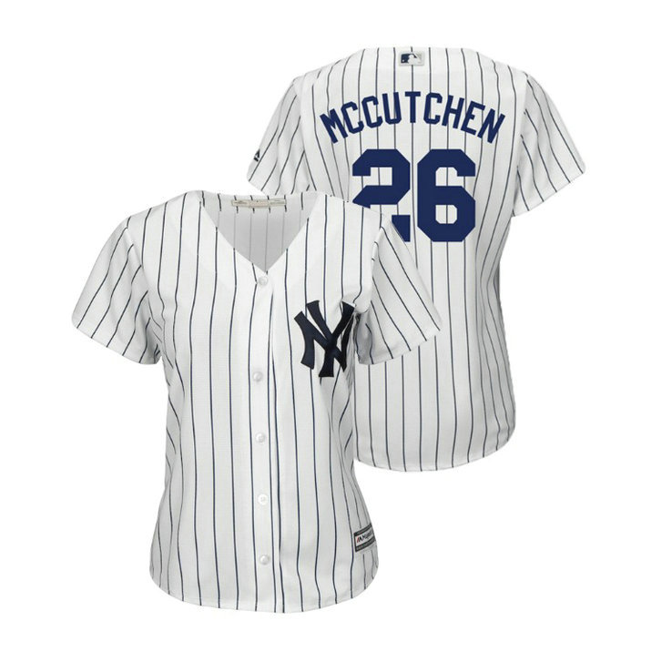 Women - New York Yankees White #26 Cool Base Andrew McCutchen Home Jersey