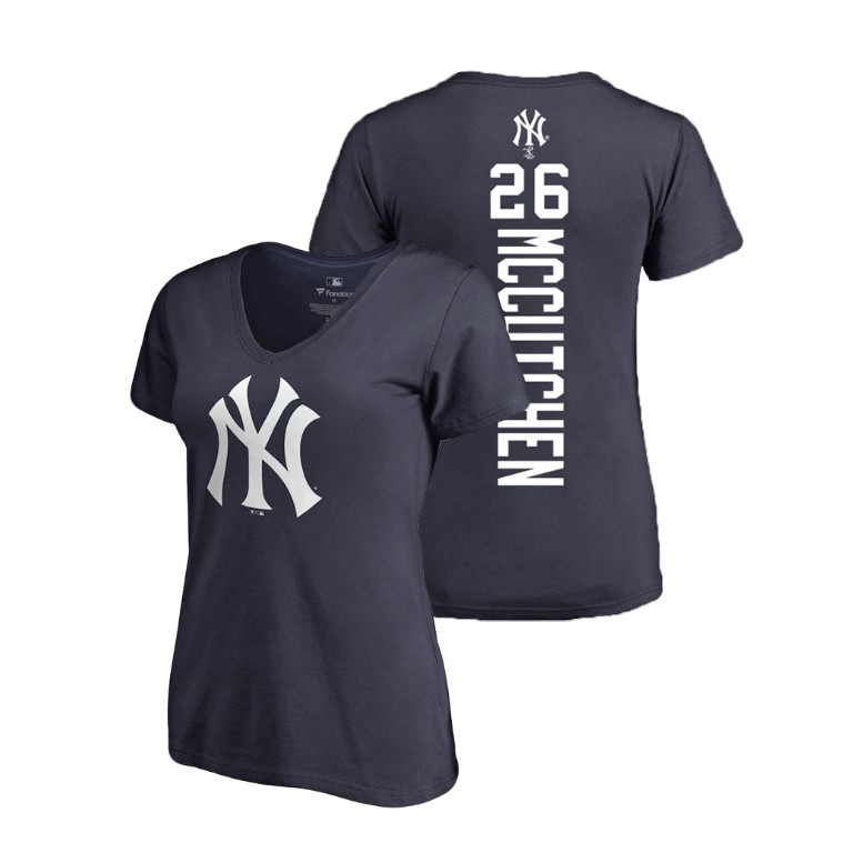 Women - New York Yankees #26 Navy Andrew McCutchen Name & Number Backer T-Shirt