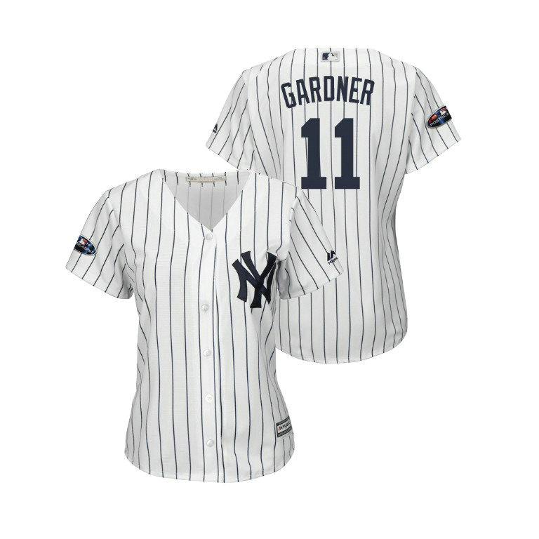 Women - New York Yankees White #11 Brett Gardner Cool Base Jersey