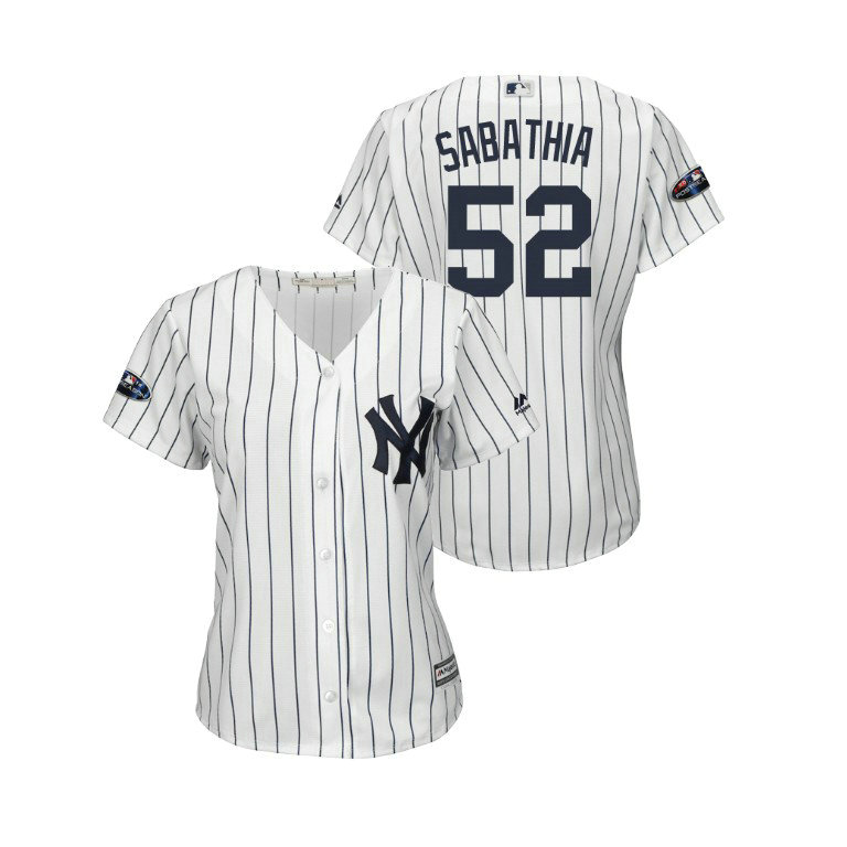 Women - New York Yankees White #52 C.C. Sabathia Cool Base Jersey