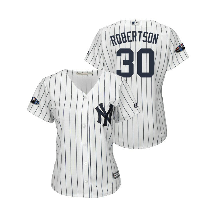 Women - New York Yankees White #30 David Robertson Cool Base Jersey