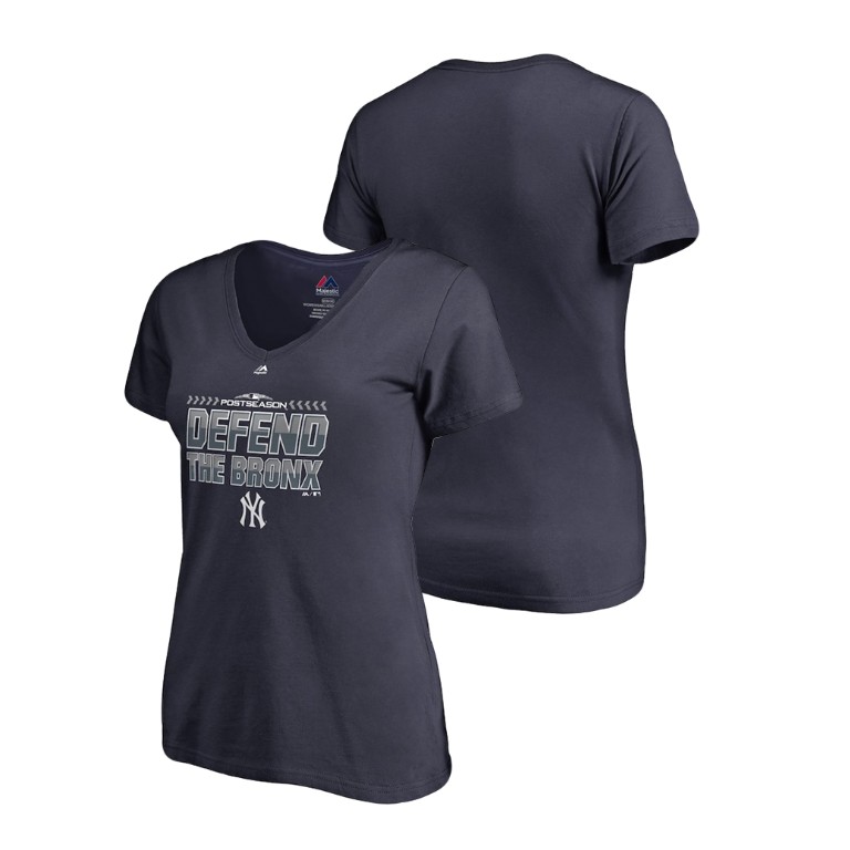 Women - New York Yankees AL Wild Card Locker Room Navy V-Neck T-Shirt Women - New York Yankees AL Wild Card Locker Room Navy V-Neck T-Shirt