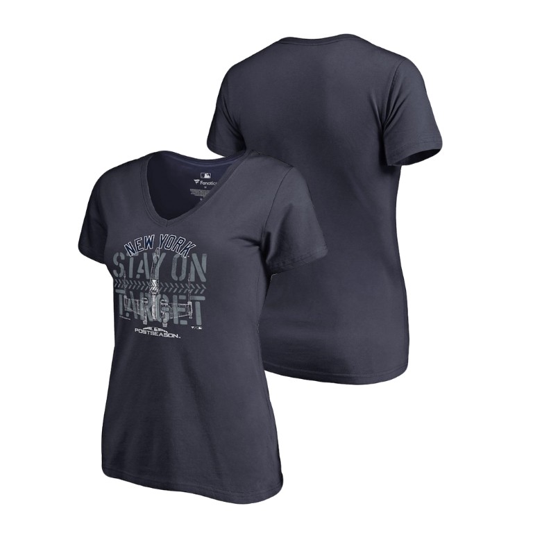 Women - New York Yankees Star Wars Stay On Target Navy V-Neck T-Shirt Women - New York Yankees Star Wars Stay On Target Navy V-Neck T-Shirt