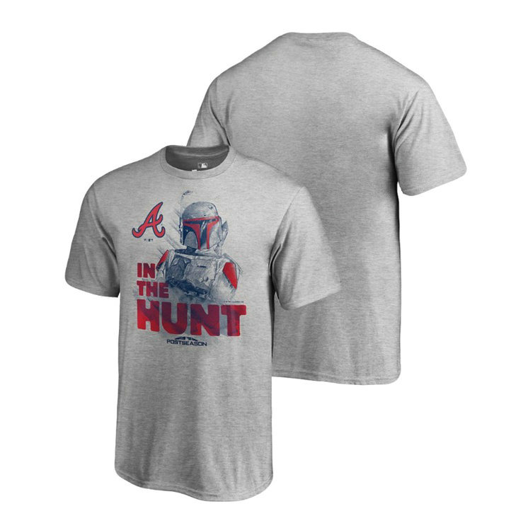YOUTH Atlanta Braves Star Wars In The Hunt Heather Gray T-Shirt YOUTH Atlanta Braves Star Wars In The Hunt Heather Gray T-Shirt