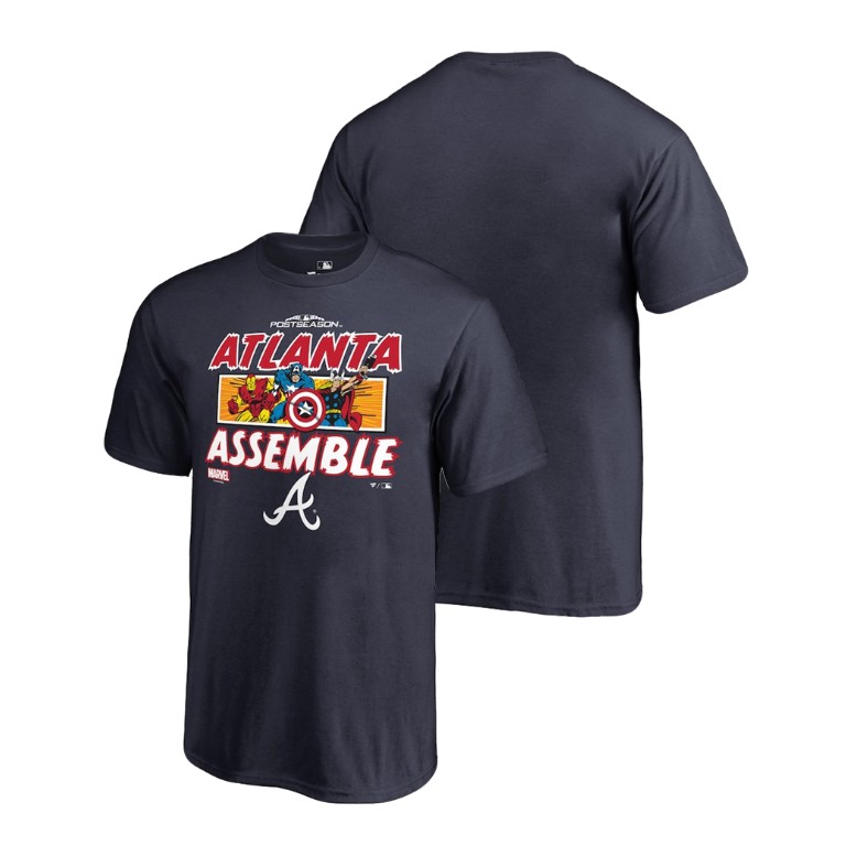 YOUTH Atlanta Braves Marvel Avengers Assemble Navy T-Shirt YOUTH Atlanta Braves Marvel Avengers Assemble Navy T-Shirt