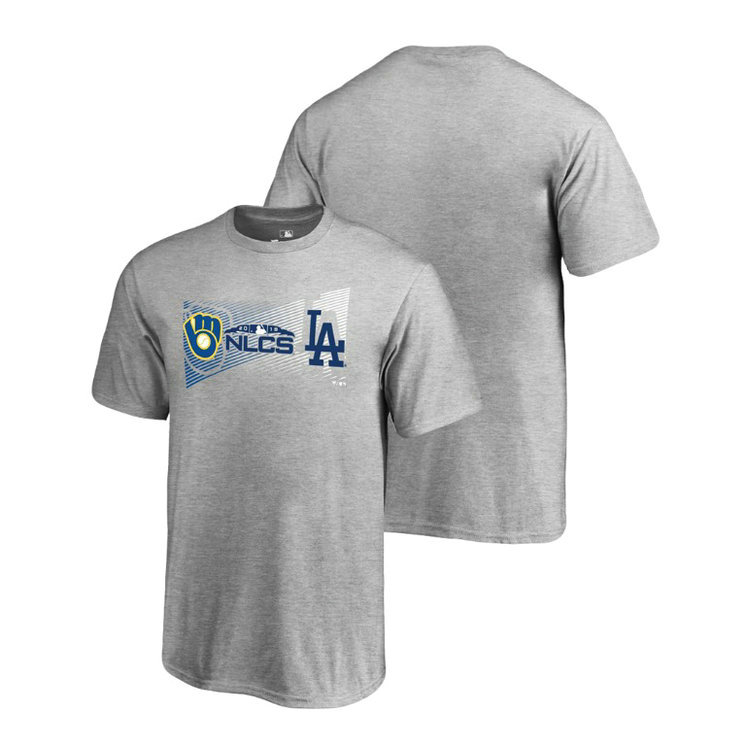 YOUTH Milwaukee Brewers vs. Los Angeles Dodgers Heather Gray 2018 NLCS Matchup T-Shirt YOUTH Milwaukee Brewers vs. Los Angeles Dodgers Heather Gray 2018 NLCS Matchup T-Shirt