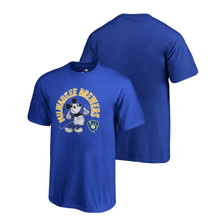 YOUTH Milwaukee Brewers Royal Disney Mickey's True Original Arch T-Shirt
